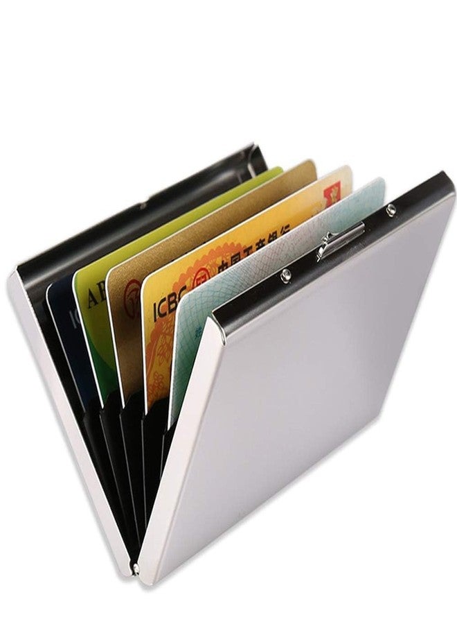 encELade Silver RFID Protector Stainless Steel ATM/Credit/Debit 6 Slots Men & W0men Card Holder - Image 1